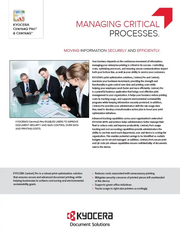 Kyocera, Software, Cost Control, Security Centraq Pro, Coastal Document Solutions