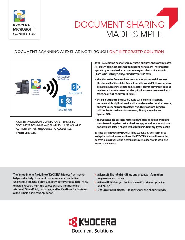 Kyocera, Software, Document Management, Kyocera, Microsoft Connector, Coastal Document Solutions