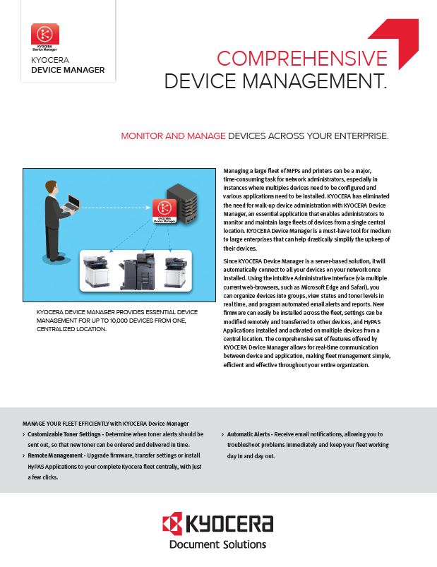 Kyocera, Software, Network Device Management, Kyocera, Device Manager, Coastal Document Solutions
