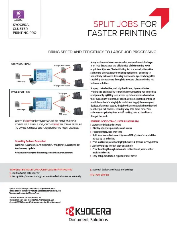 Kyocera, Software, Output Management, Kyocera Cluster Printing, Coastal Document Solutions