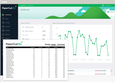 Papercut, Admin Interface Reports, Coastal Document Solutions