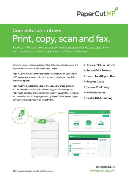 Papercut, Mf, Fact Sheet, Coastal Document Solutions